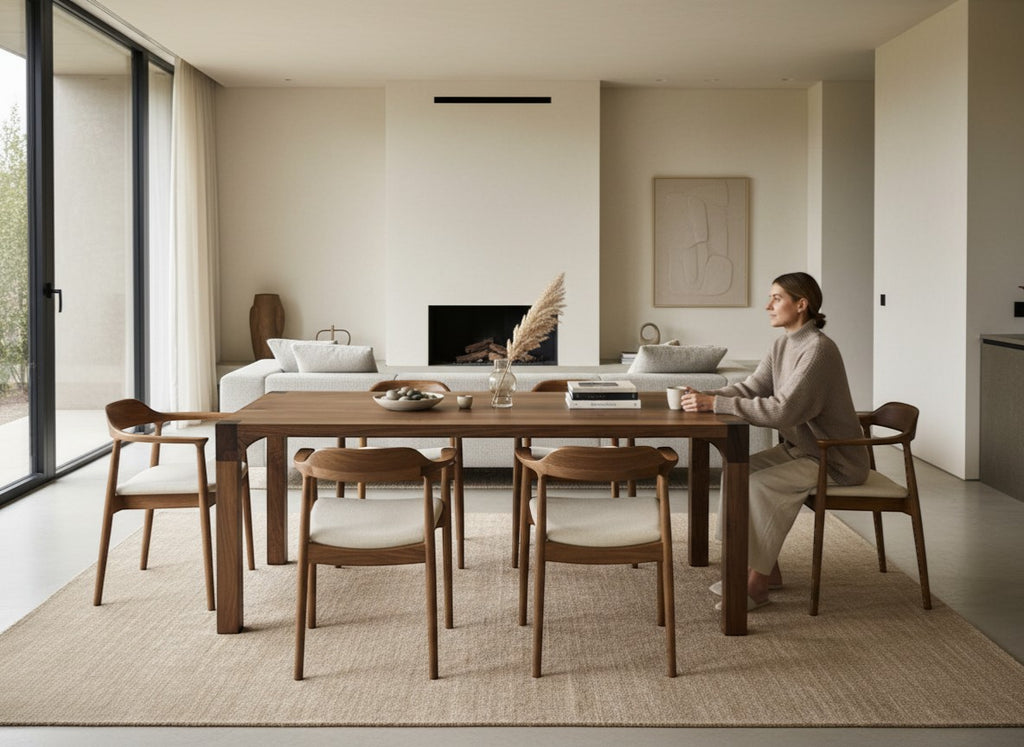 Walnut Dining Table: Solid Wood Minimalist Kitchen Table | Arvena Mobilia