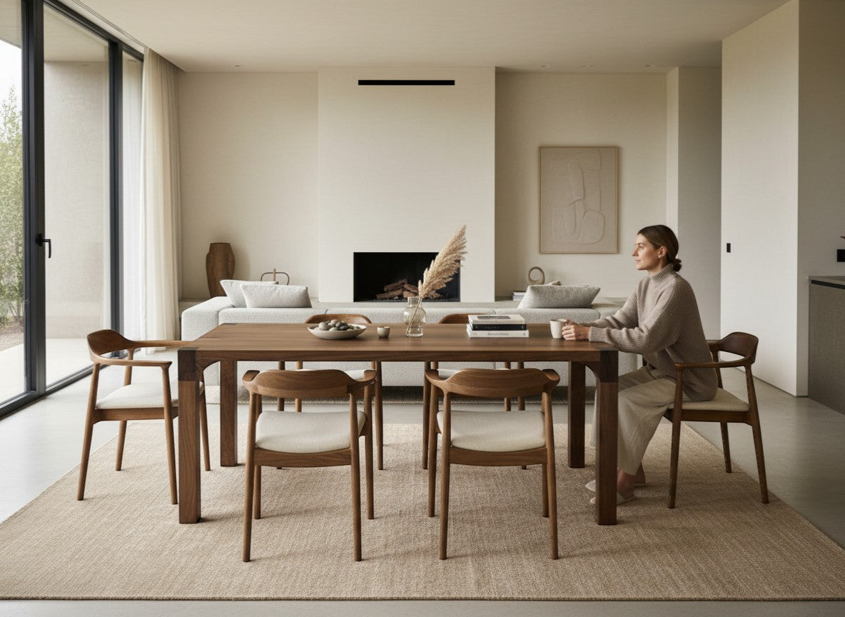 Walnut Dining Table: Solid Wood Minimalist Kitchen Table | Arvena Mobilia