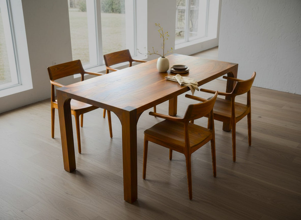Walnut Dining Table: Solid Wood Minimalist Kitchen Table | Arvena Mobilia