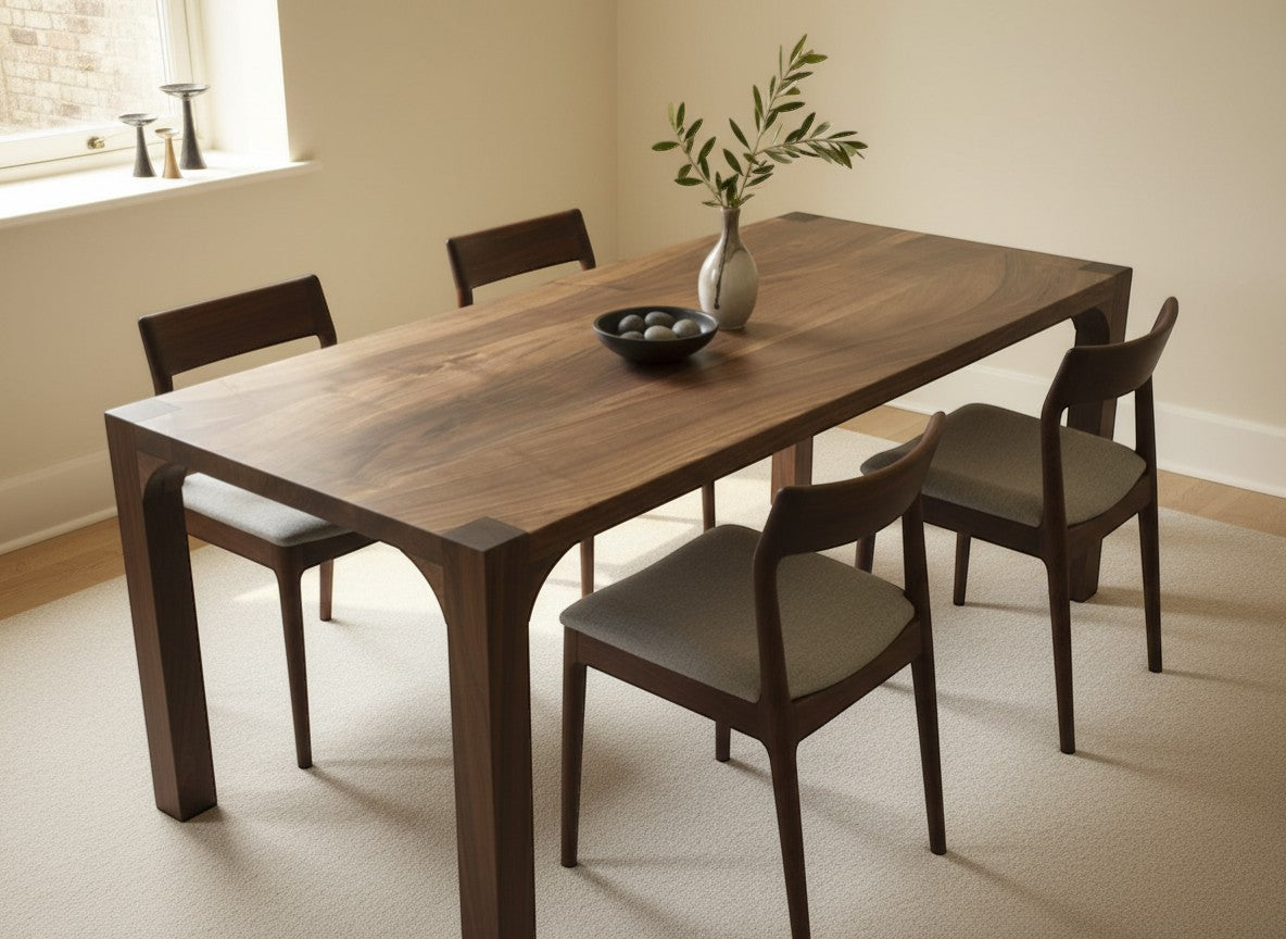 Walnut Dining Table: Solid Wood Minimalist Kitchen Table | Arvena Mobilia